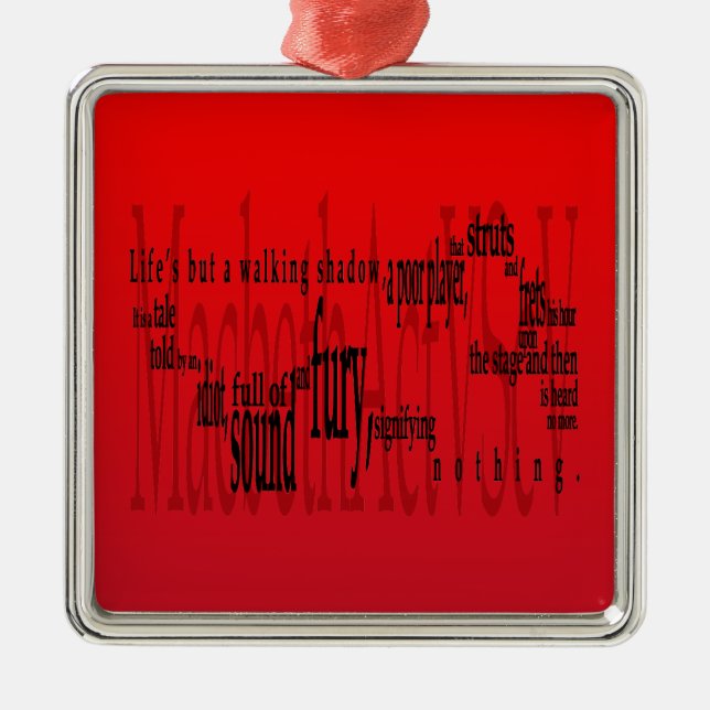 Ornement Carré Argenté La "vie mais une ombre de marche" Macbeth (Devant)