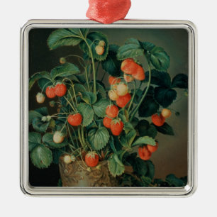 Ornement Carré Argenté La vie toujours avec des fraises