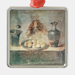 Ornement Carré Argenté La vie toujours avec des oeufs et des grives