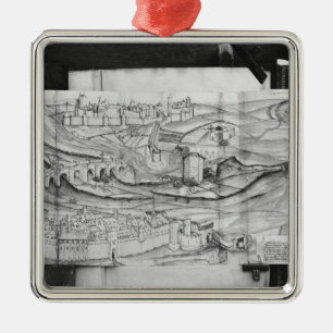 Ornement Carré Argenté La ville et le village de Carcassonne, 1462