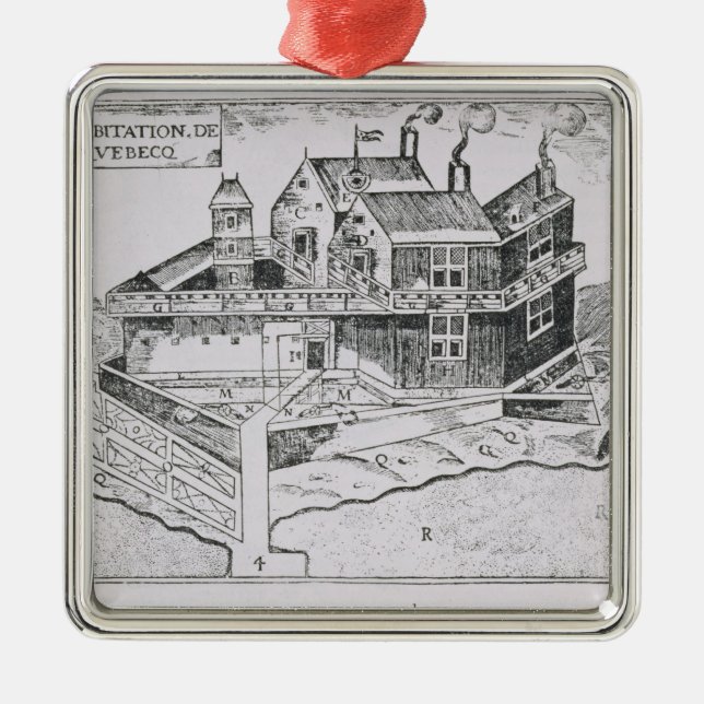 Ornement Carré Argenté La vue de Champlain du Québec (Devant)