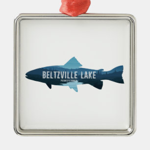 Ornement Carré Argenté Lac Beltzville Pennsylvanie Poisson