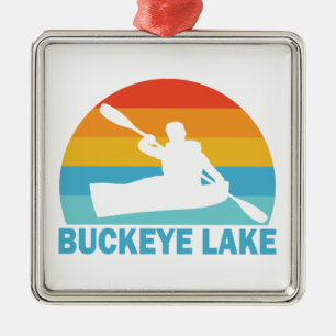 Ornement Carré Argenté Lac Buckeye Ohio Kayak