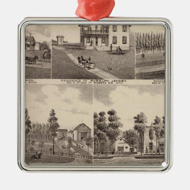 Ornement Carré Argenté Lac clair, Waseca, Minnesota (Devant)