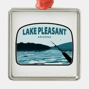 Ornement Carré Argenté Lac Pleasant Arizona Fishing Rod