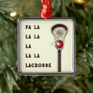 Ornement Carré Argenté Lacrosse Noël Collectible