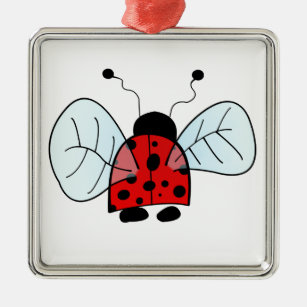 Ornement Carré Argenté Ladybug