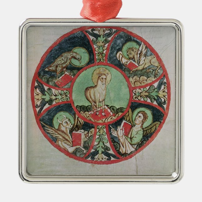 Ornement Carré Argenté L'agneau de Dieu (Devant)