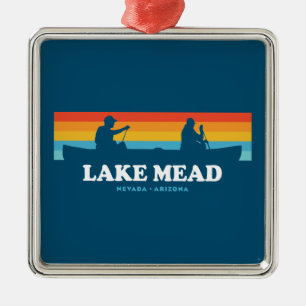 Ornement Carré Argenté Lake Mead Nevada Arizona Canoe