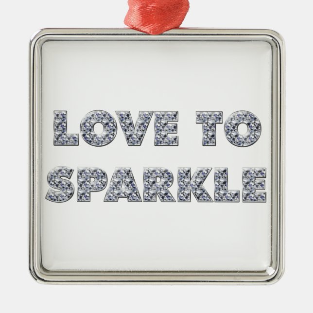 Ornement Carré Argenté L'Amour Pour Étinceler (Devant)