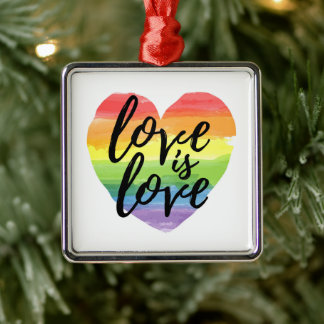 Ornement Carré Argenté L'Amour | Rainbow Watercolor