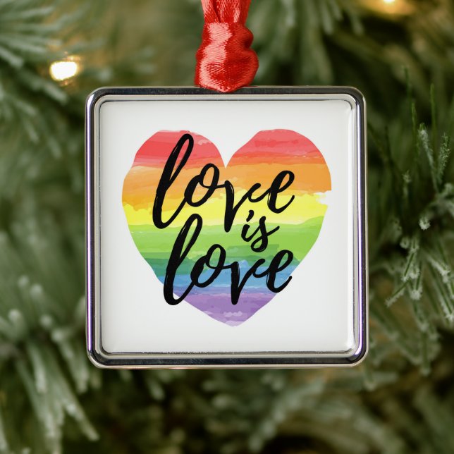 Ornement Carré Argenté L'Amour | Rainbow Watercolor (Arbre)