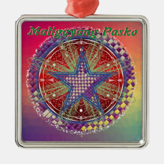 Ornement Carré Argenté Lanterne Pinoy Christmas Parol