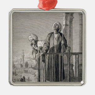 Ornement Carré Argenté L'appel du muezzin à la prière, 19ème siècle