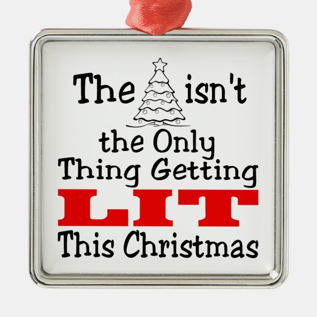 Ornement Carré Argenté L'arbre de Noël drôle n'est pas seulement la lumiè (Devant)