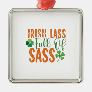 Ornement Carré Argenté Lass Irlandais Plein De Sass