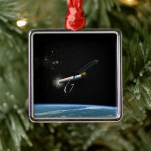 Ornement Carré Argenté L'Atlas V541 Lance Le Véhicule En Orbite.