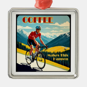Ornement Carré Argenté Le café fait arriver le cyclisme