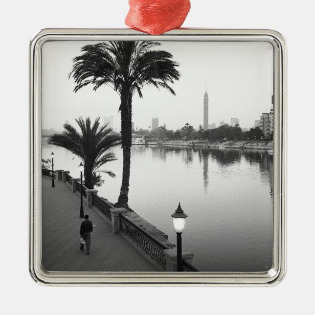 Ornement Carré Argenté Le Caire Égypte, le long du Nil (Devant)