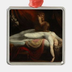 Ornement Carré Argenté Le cauchemar (par Henry Fuseli)