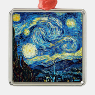 Ornement Carré Argenté Le célèbre tableau de Van Gogh, Starry Night