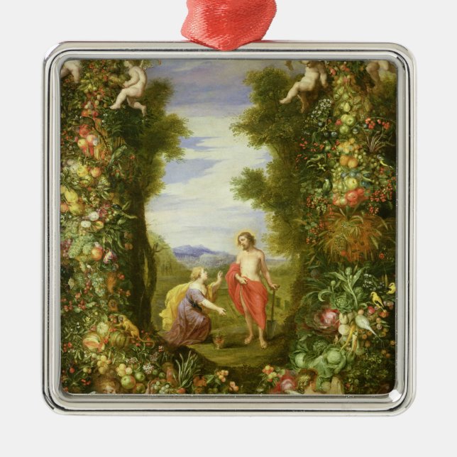 Ornement Carré Argenté Le Christ et Mary Magdalene (Devant)