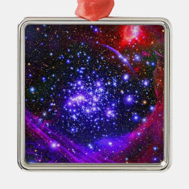 Ornement Carré Argenté Le cluster étoile Arches au coeur du hub (Devant)