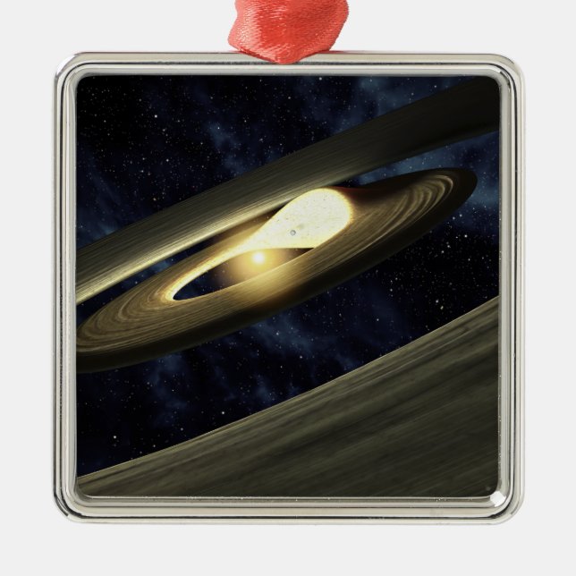 Ornement Carré Argenté Le concept de l'artiste montrant un morceau de mat (Devant)