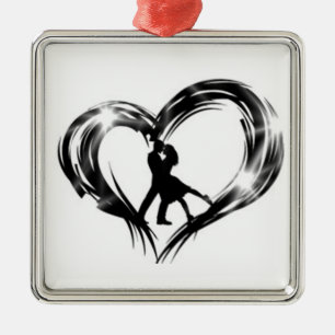 ORNEMENT CARRÉ ARGENTÉ "LE" COUPLE ORNAMENT DE DANSE