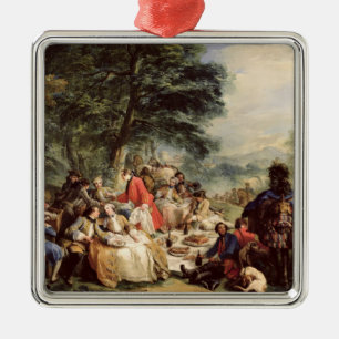 Ornement Carré Argenté Le déjeuner de chasse, 1737