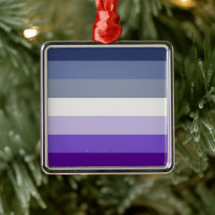 Ornement Carré Argenté Le drapeau de la fierté lesbienne boucher de Slipp