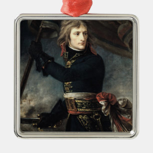 Ornement Carré Argenté Le Général Bonaparte sur le pont chez Arcole