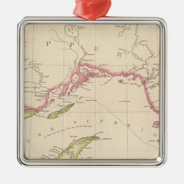 Ornement Carré Argenté Le lac Supérieur (Devant)