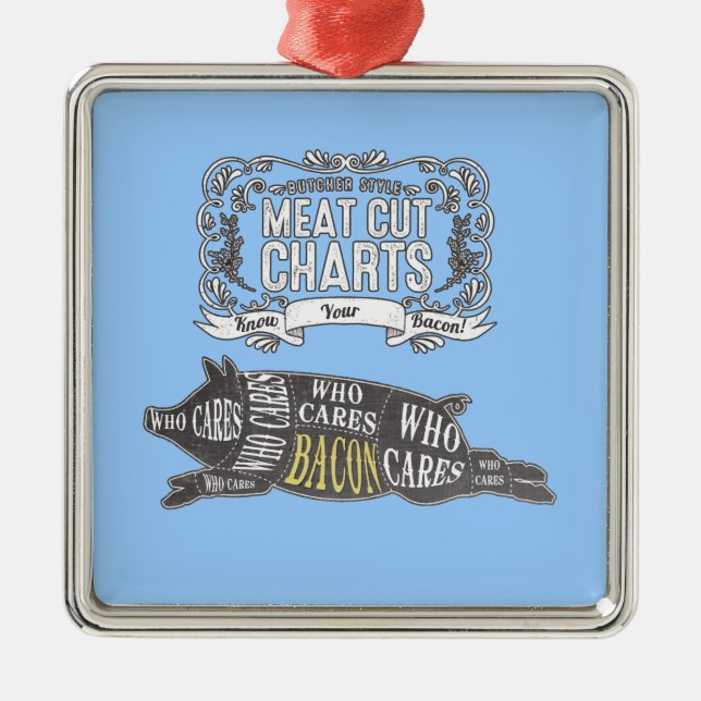 Ornement Carré Argenté Le LARD connaissent vos coupes de viande (Devant)