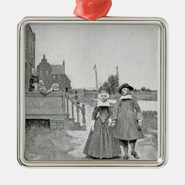 Ornement Carré Argenté Le long du canal à vieille Manhattan (Devant)