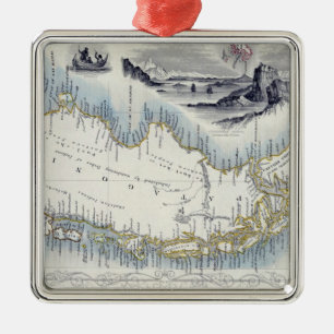 Ornement Carré Argenté Le Patagonia, d'une série de cartes du monde a
