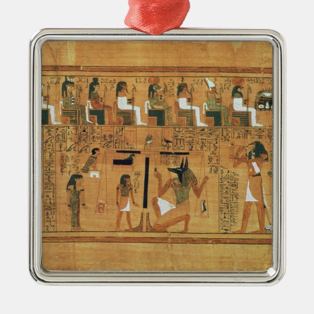 Ornement Carré Argenté Le pesage du coeur contre la plume de (Devant)