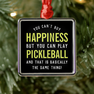 Ornement Carré Argenté Le pickleball est un bonheur Cadeau drôle de pickl