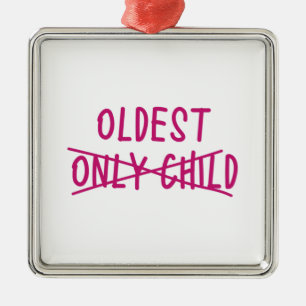 Ornement Carré Argenté Le plus âgé avec un seul enfant traversé