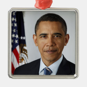 Ornement Carré Argenté Le président américain Barack Obama à la Maison Bl