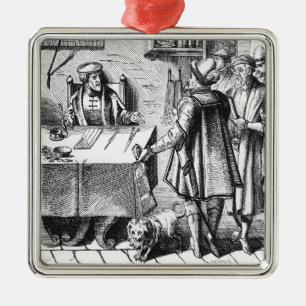 Ornement Carré Argenté Le récepteur des impôts, après une gravure sur