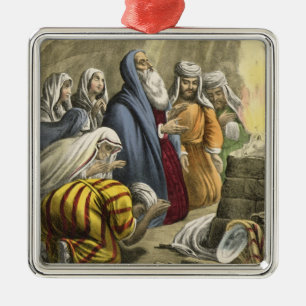 Ornement Carré Argenté Le sacrifice de Noé sur laisser l'arche, d'une