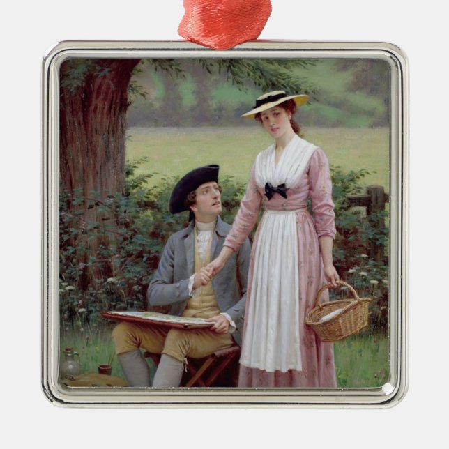 Ornement Carré Argenté Le Seigneur de Burleigh et son Amour (Devant)