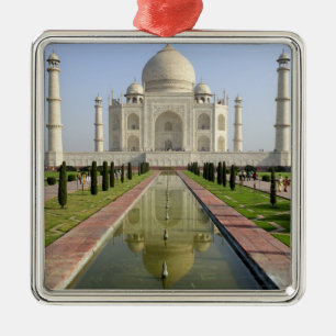 Ornement Carré Argenté Le Taj Mahal, Agra, Uttar Pradesh, Inde,