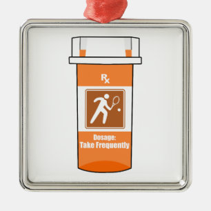 Ornement Carré Argenté Le tennis est ma drogue