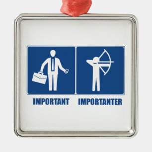 Ornement Carré Argenté Le Travail Est Important, Le Tir À L'Arc Est Impor