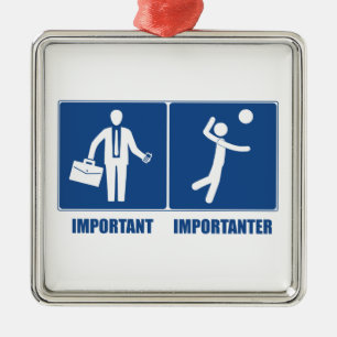 Ornement Carré Argenté Le Travail Est Important Le Volley-ball Est Import