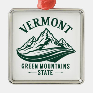 Ornement Carré Argenté Le Vermont, l'État de Green Mountain