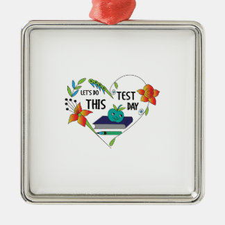 Ornement Carré Argenté L'Enseignant Fait Ce Jour De Test