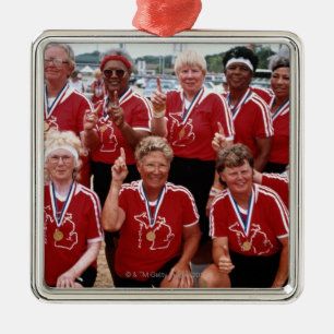 Ornement Carré Argenté L'équipe du base-ball sont des concurrents au